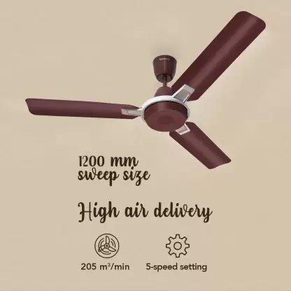 Hindware Arija 1200 mm Silent Operation 3 Blade Ceiling Fan (Brown, Grey, Pack of 1) Hindware Arija 1200 mm Silent Operation 3 Blade Ceiling Fan (Brown, Grey, Pack of 1)